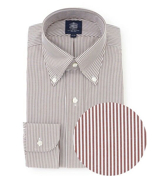 J.PRESS/ジェイプレス 【PREMIUM PLEATS / 形態安定】ロンドンストライプ ドレスシャツ / B.D. ワイン系1 42-86 J.PRESS/ジェイプレス 【PREMIUM PLEATS / 形態安定】ロンドンストライプ ドレスシャツ / B.D. ワイン系1 42-86