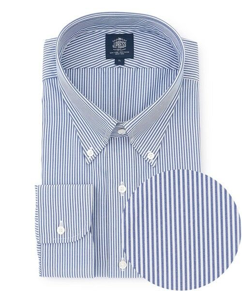 J.PRESS/ジェイプレス 【KING SIZE】【PREMIUM PLEATS / 形態安定】ロンドンストライプ ドレスシャツ / B.D. ネイビー系1 5L J.PRESS/ジェイプレス 【KING SIZE】【PREMIUM PLEATS / 形態安定】ロンドンストライプ ドレスシャツ / B.D. ネイビー系1 5L