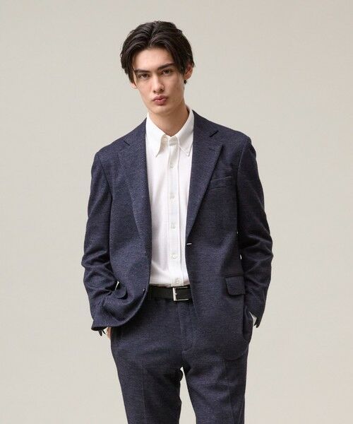 J.PRESS/ジェイプレス 【セットアップ対応 / ストレッチ】SOFAニット ハイグレードジャージー ジャケット ネイビー系8 BM J.PRESS/ジェイプレス 【セットアップ対応 / ストレッチ】SOFAニット ハイグレードジャージー ジャケット ネイビー系8 BM