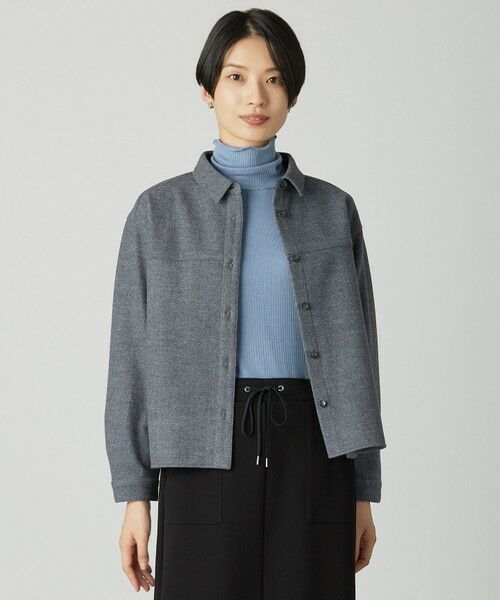 J.PRESS/ジェイプレス 【洗える】メルトンジャージー シャツ トップグレー系 M J.PRESS/ジェイプレス 【洗える】メルトンジャージー シャツ トップグレー系 M