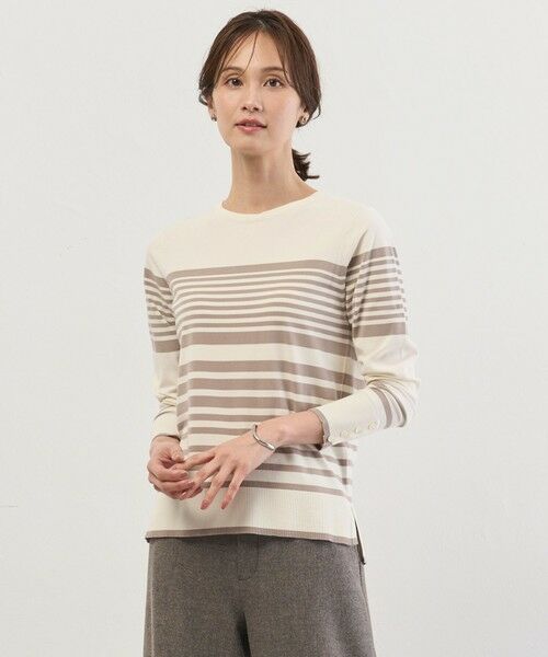 J.PRESS / ジェイプレス ニット・セーター | VIGODA ボーダー ニット(オフ×モカボーダー系)