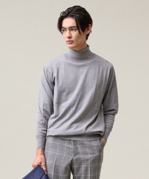 J.PRESS/ジェイプレス 【ストレッチ / イージーケア】【FLEX YARN】タートルネック ニット ライトグレー系 S J.PRESS/ジェイプレス 【ストレッチ / イージーケア】【FLEX YARN】タートルネック ニット ライトグレー系 S