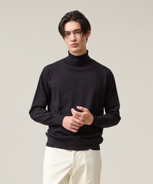 J.PRESS/ジェイプレス 【ストレッチ / イージーケア】【FLEX YARN】タートルネック ニット ブラック系 M J.PRESS/ジェイプレス 【ストレッチ / イージーケア】【FLEX YARN】タートルネック ニット ブラック系 M