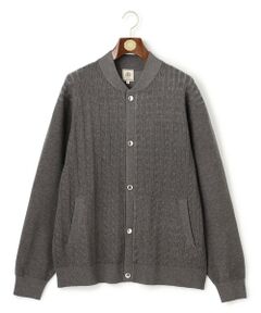 J.PRESS / ジェイプレス カーディガン・ボレロ | 【KING SIZE】【ストレッチ / イージーケア】【FLEX YARN】ケーブルニット ブルゾンライク カーディガン