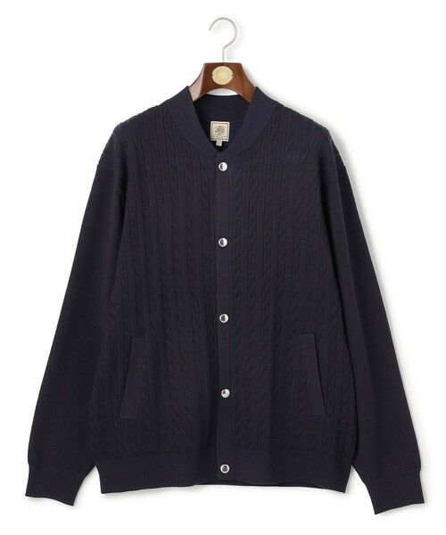 J.PRESS/ジェイプレス 【KING SIZE】【ストレッチ / イージーケア】【FLEX YARN】ケーブルニット ブルゾンライク カーディガン ネイビー系 4L J.PRESS/ジェイプレス 【KING SIZE】【ストレッチ / イージーケア】【FLEX YARN】ケーブルニット ブルゾンライク カーディガン ネイビー系 4L