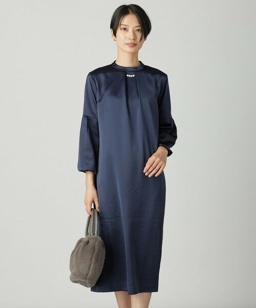 J.PRESS/ジェイプレス ノーブルサテン ワンピース ネイビー系 9 J.PRESS/ジェイプレス ノーブルサテン ワンピース ネイビー系 9