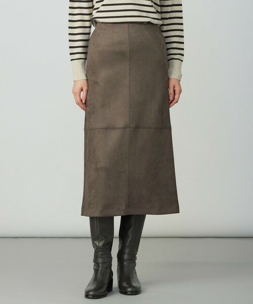 J.PRESS / ジェイプレス ミニ・ひざ丈スカート | スエードダンボール スカート(モカ系)