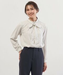 スエード幾何プリント ブラウス