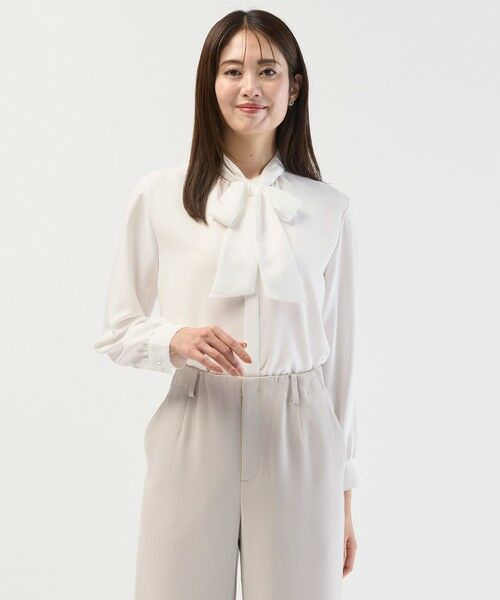 J.PRESS/ジェイプレス ヌーディスバックサテン ブラウス オフ系 F