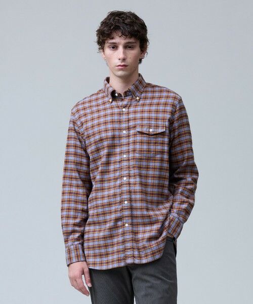 J.PRESS/ジェイプレス テンセルミックスコットンネルシャツ / B.D. グレー系3 M J.PRESS/ジェイプレス テンセルミックスコットンネルシャツ / B.D. グレー系3 M