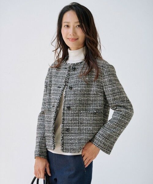 J.PRESS / ジェイプレス その他アウター | Lightループチェック ツイード ジャケット(ブラックミックス系)