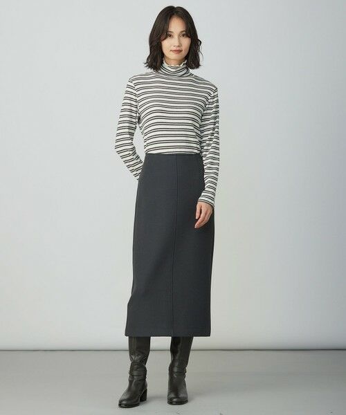 J.PRESS / ジェイプレス カットソー | カシミヤシルク シアーリブ ボーダー タートル カットソー | 詳細1