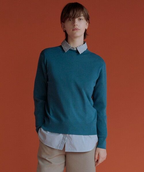 J.PRESS/ジェイプレス SOFT TOUCH WOOL 立ち襟 ニット エメラルド系 M J.PRESS/ジェイプレス SOFT TOUCH WOOL 立ち襟 ニット エメラルド系 M
