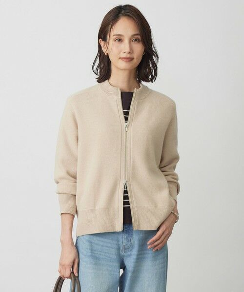J.PRESS / ジェイプレス ニット・セーター | CAT ジップアップ ブルゾン ニット（ベージュ系）