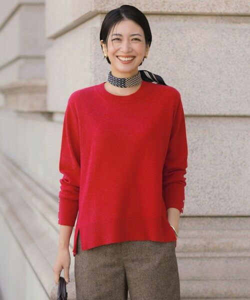 J.PRESS / ジェイプレス ニット・セーター | CASHMERE BLEND クルーネック ニット(チェリーレッド系)