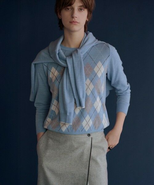 J.PRESS / ジェイプレス その他トップス | アーガイル ツイン ニット(ソフトブルー系)