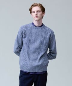 J.PRESS / ジェイプレス ニット・セーター | ウール×カシミヤの上質素材【Cash Lamb's Wool】ケーブルクルーネック ニット_25年モデル
