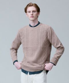 J.PRESS / ジェイプレス ニット・セーター | ウール×カシミヤの上質素材【Cash Lamb's Wool】ケーブルクルーネック ニット_25年モデル