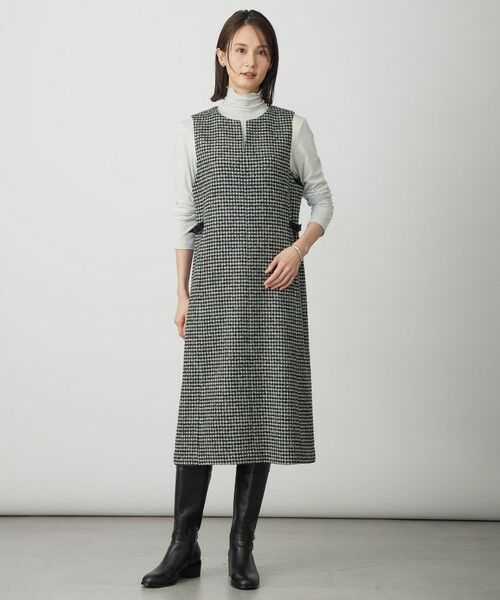 J.PRESS / ジェイプレス ロング・マキシ丈スカート | ウールシルク ハウンドトゥース ジャンパースカート | 詳細3