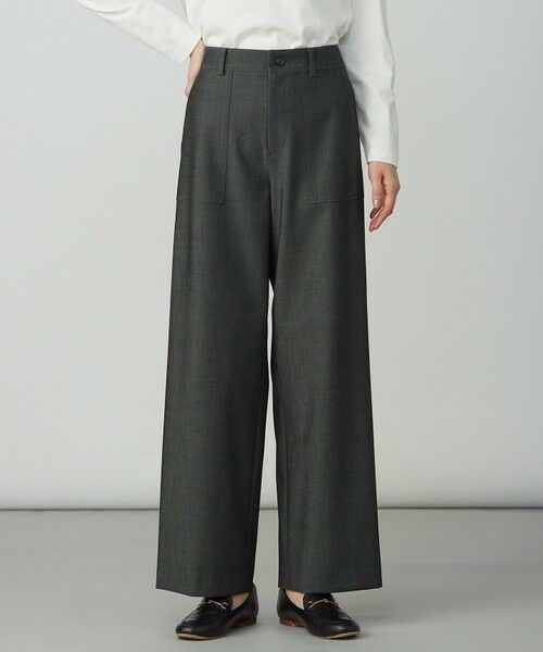 J.PRESS/ジェイプレス シャンブレー2wayストレッチ ワイド ストレート パンツ チャコール系 11