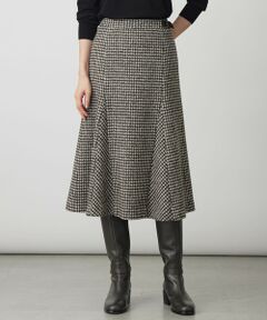 J.PRESS / ジェイプレス ミニ・ひざ丈スカート | ウールシルク ハウンドトゥース フレア スカート
