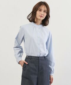 J.PRESS / ジェイプレス シャツ・ブラウス | BEZコットンナイロン ストライプ フリル襟 ブラウス