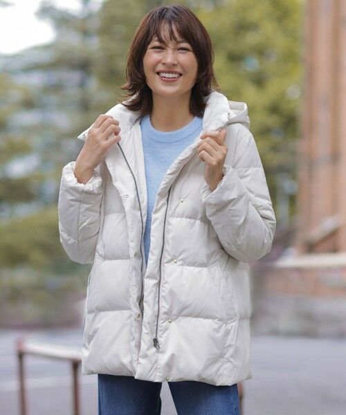 J.PRESS/ジェイプレス 【洗える・2way】タフタダウン ミドル丈 コート アイボリー系 7 J.PRESS/ジェイプレス 【洗える・2way】タフタダウン ミドル丈 コート アイボリー系 7