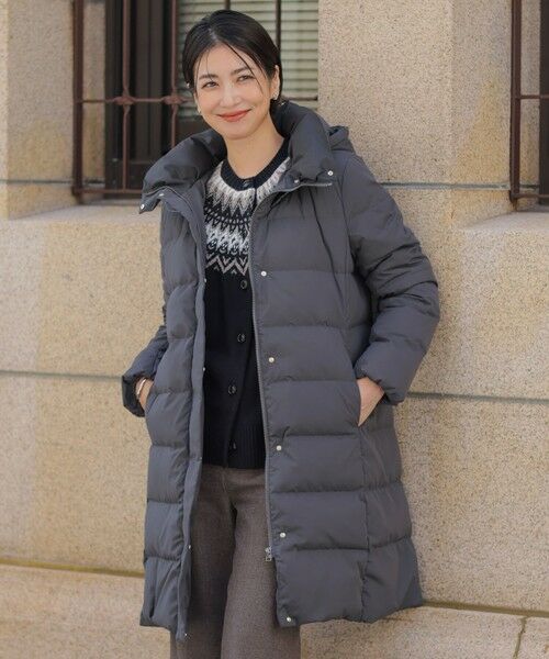 J.PRESS/ジェイプレス 【洗える・2way】タフタダウン ロング丈 コート スレート系 9