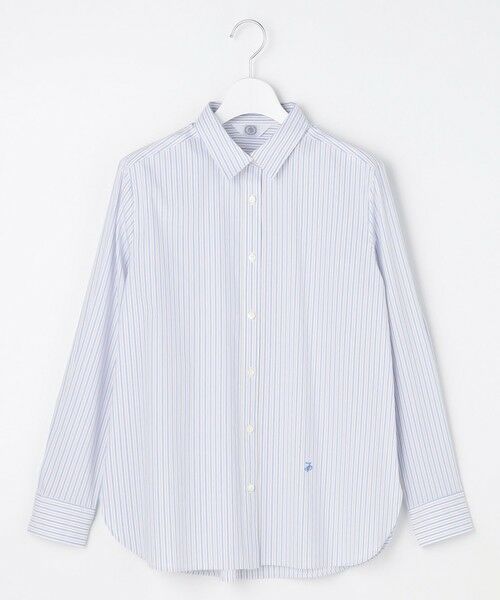 J.PRESS / ジェイプレス シャツ・ブラウス | BEZコットンナイロン ストライプ シャツ ブラウス（ホワイト×サックス系）