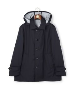 J.PRESS / ジェイプレス ステンカラーコート | 【オンオフ兼用 / ストレッチ / 撥水 / 洗える】トリコット3レイヤーバルマカンショートコート / フードデタッチャブル