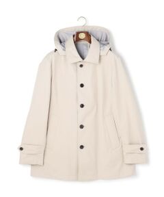 J.PRESS / ジェイプレス ステンカラーコート | 【オンオフ兼用 / ストレッチ / 撥水 / 洗える】トリコット3レイヤーバルマカンショートコート / フードデタッチャブル