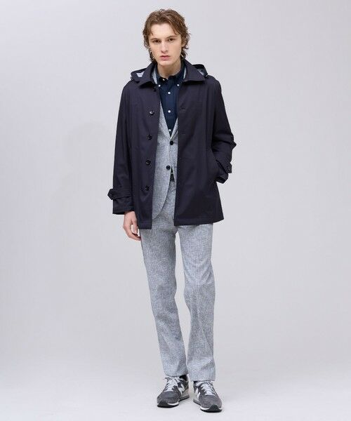 J.PRESS / ジェイプレス ステンカラーコート | 春の通勤にも【オンオフ兼用 / ストレッチ / 撥水】フードデタッチャブル バルマカンショートコート | 詳細1