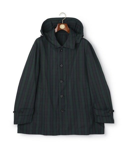 J.PRESS / ジェイプレス ステンカラーコート | 【KING SIZE】【オンオフ兼用 / ストレッチ / 撥水】トリコット3レイヤーバルマカンショートコート / フードデタッチャブル（ネイビー系3）