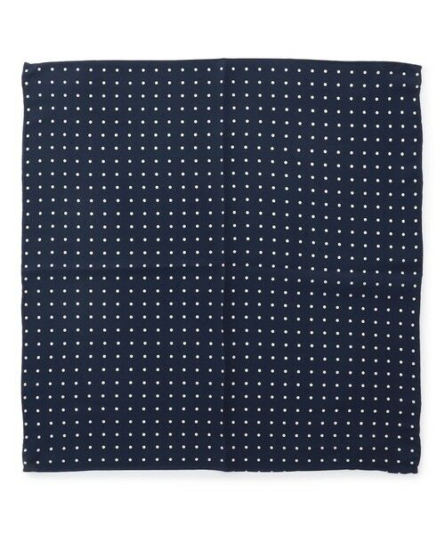 J.PRESS / ジェイプレス ハンカチ | ハンドプリントドット チーフ（ダルブルー系5）