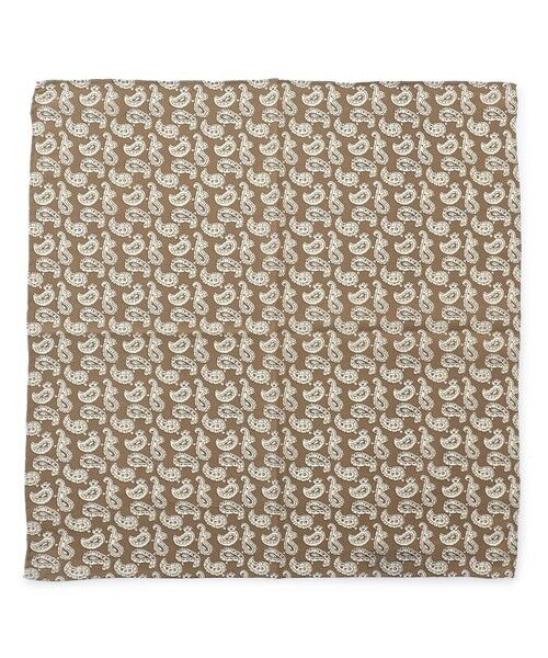 J.PRESS / ジェイプレス ハンカチ | ハンドプリントペイズリー チーフ（ブラウン系6）