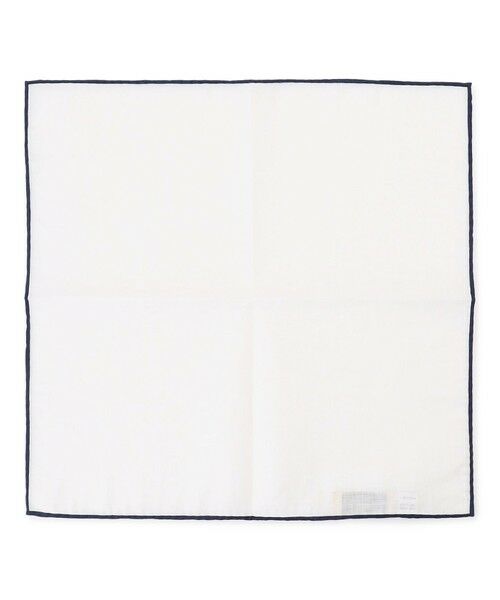 J.PRESS / ジェイプレス ハンカチ | 無地ヘムプリントリネン チーフ（ネイビー系）