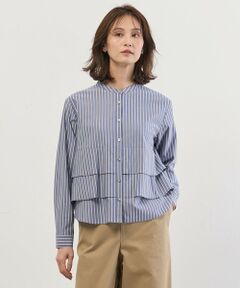 J.PRESS / ジェイプレス カットソー | ストライプジャージー フリル カットソー