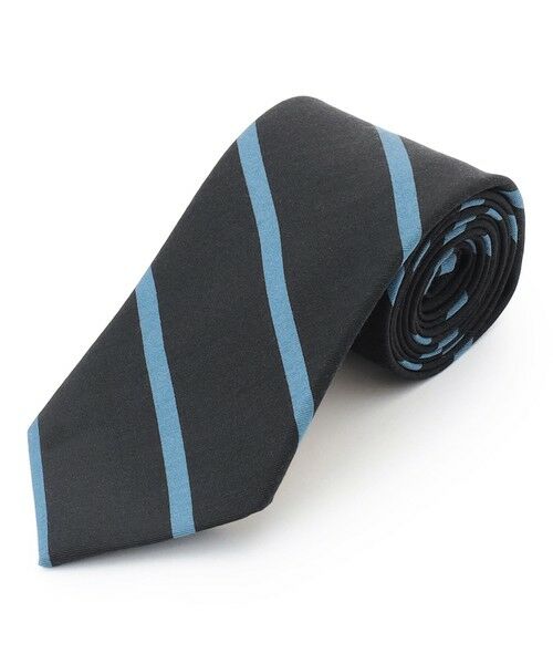 J.PRESS / ジェイプレス ネクタイ | ハンドプリントポプリンレジメンタル ネクタイ（ブラック系1）