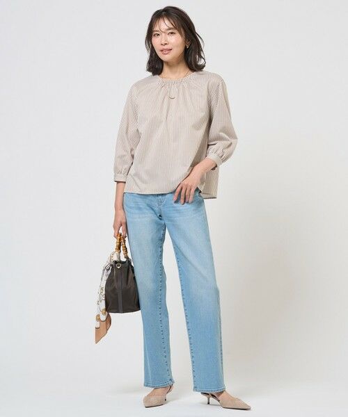 J.PRESS / ジェイプレス カットソー | ストライプジャカード ラウンドネック カットソー | 詳細1