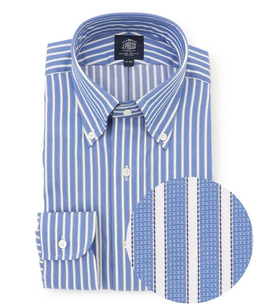 J.PRESS / ジェイプレス シャツ・ブラウス | 【PREMIUM PLEATS / 形態安定】スーピマコットンパナマストライプ シャツ / B.D.（ネイビー系1）