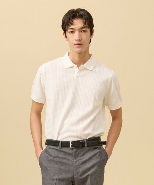 J.PRESS / ジェイプレス ポロシャツ | ジャケットインの最適解【接触冷感 / 吸水速乾】【J.PRESS PREMIUM JERSEY】スキッパー ポロシャツ（ホワイト系）