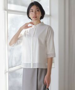 J.PRESS / ジェイプレス カットソー | エンブロコンビ シャツジャージー バンドカラー カットソー