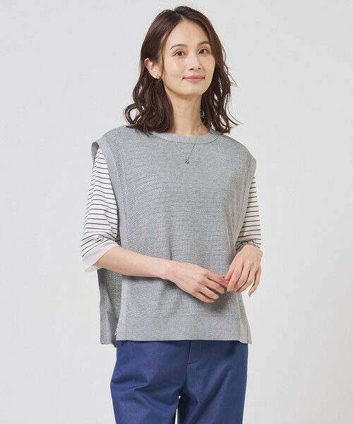 J.PRESS / ジェイプレス ベスト | Vis/Pe スパーク ニット ベスト（ライトグレー系）