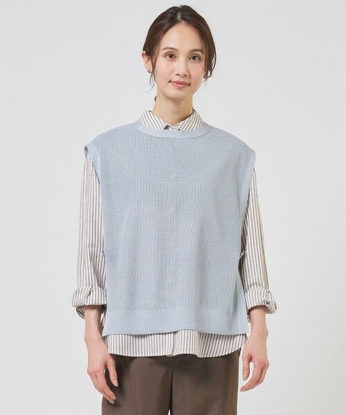 J.PRESS / ジェイプレス ベスト | Vis/Pe スパーク ニット ベスト（グレイッシュブルー系）