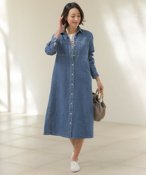 J.PRESS / ジェイプレス ロング・マキシ丈ワンピース | コットンリネン 7oz デニム シャツ ワンピース | 詳細5