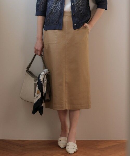 J.PRESS / ジェイプレス ミニ・ひざ丈スカート | 【WEB限定カラーあり】TCシャンブレーサテンST ナロー スカート(キャメル系)