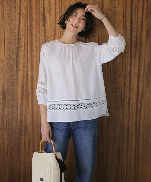 J.PRESS / ジェイプレス シャツ・ブラウス | 【一枚で着映え・セット着用可】スパンソフトクロス刺繍 ブラウス | 詳細1