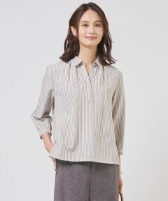 J.PRESS / ジェイプレス シャツ・ブラウス | リネンMIX ストライプ スッキパー ブラウス