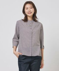 J.PRESS / ジェイプレス シャツ・ブラウス | リネンminiチェック バンドカラー ブラウス