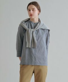 J.PRESS / ジェイプレス シャツ・ブラウス | リネンminiチェック バンドカラー ブラウス